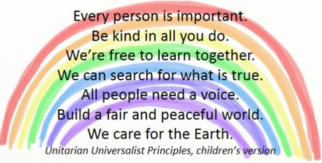 Rainbow Principles Image, UU 7 Principles for children