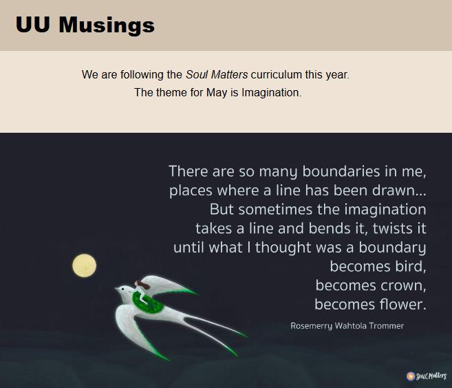 UUSRF Musing Image, poem by Rosemary Trommer